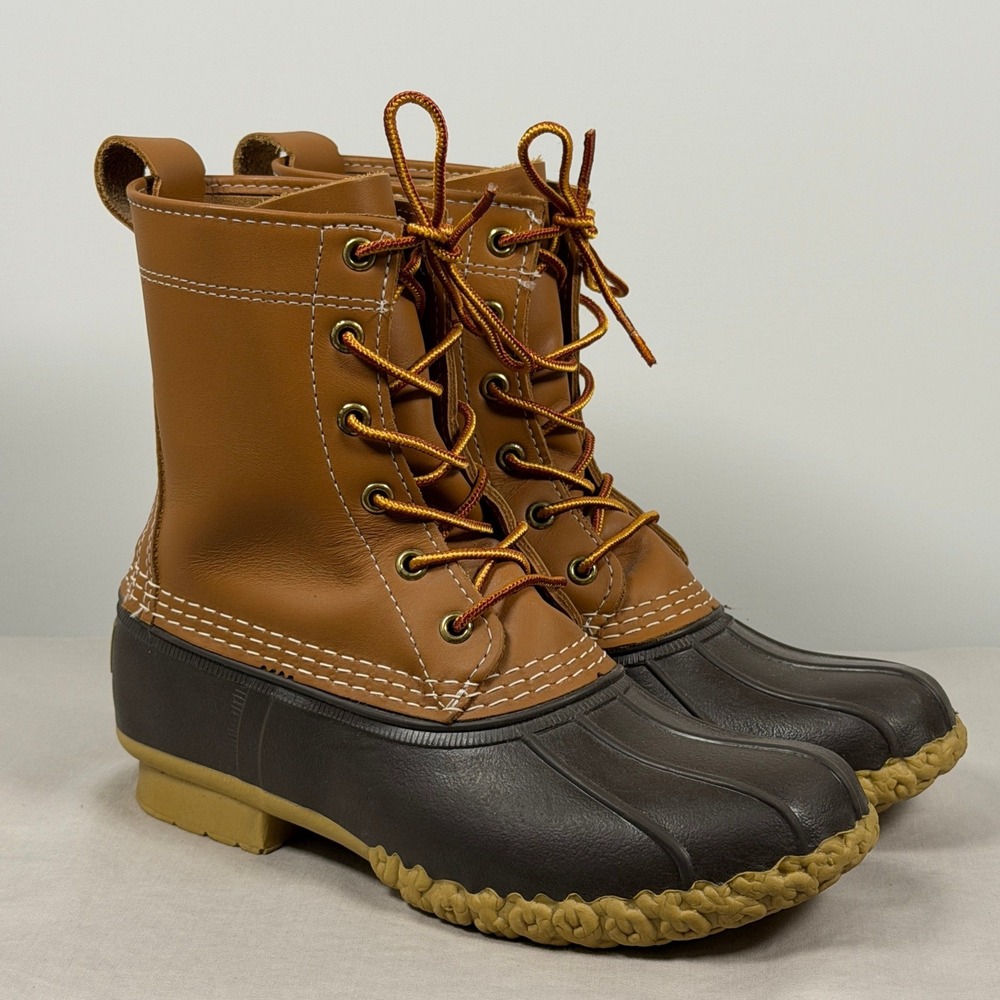 L.L. Bean Kids Size 4M Bean Boots 8-inch Duck Boots Tan Brown Made in USA 229685